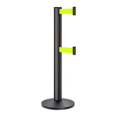 Lavi Industries Dual Belt Barrier, Neon Yellow, 13 ft Length, 40 in Post Height 50-3100DL/WB/FY